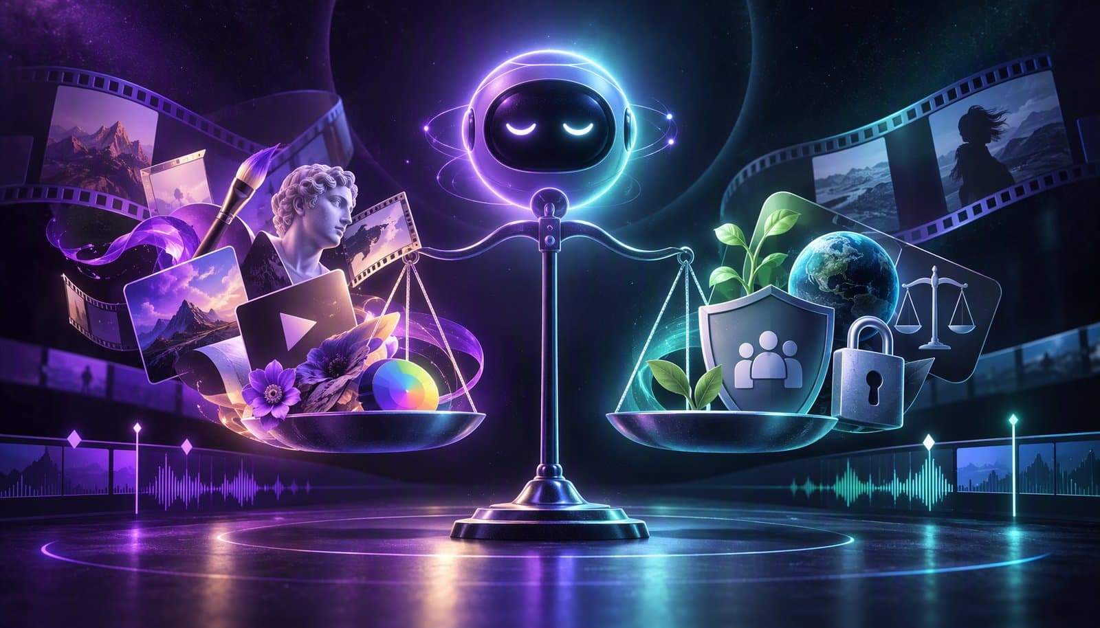 Editorial illustration for AI Ethics in Creative Tools