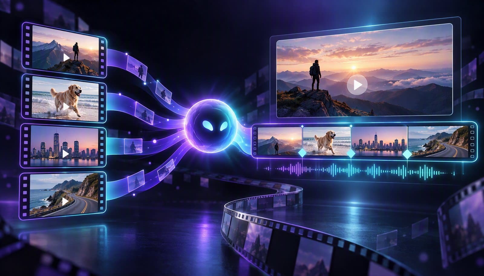 Editorial illustration for Best AI Video Stitching Tools in 2026: Merge Clips Automatically