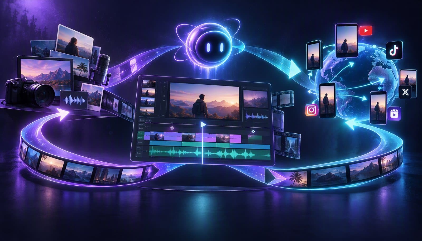 Editorial illustration for Create, Edit, Distribute — All in One Platform with Loopdesk