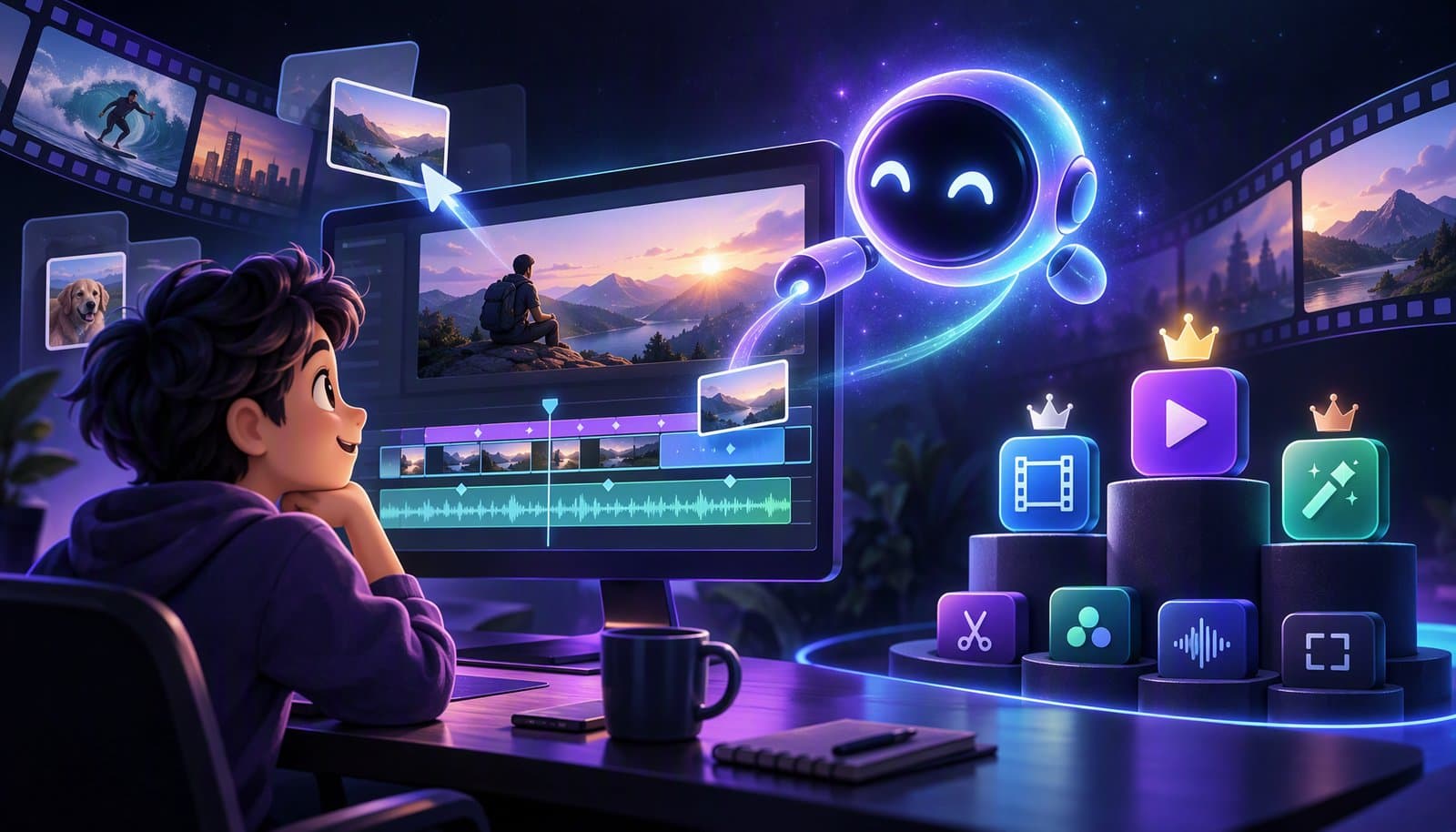 Editorial illustration for The Most User-Friendly AI Video Editors in 2026 (Ranked for Beginners)
