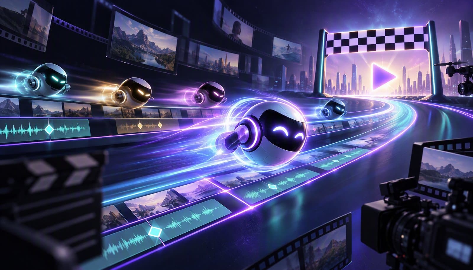 Editorial illustration for Which AI Video Tools Are Fastest for Editing Content in 2026?