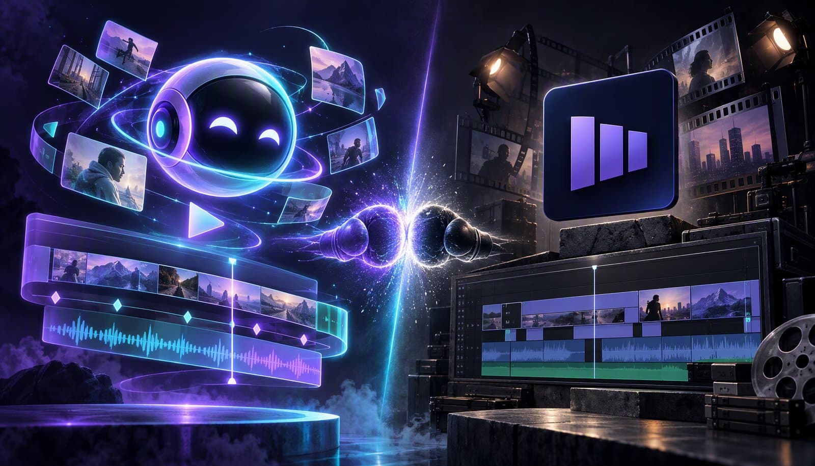 Editorial illustration for Loopdesk vs Adobe Premiere Pro (2026): AI Agent or Industry Standard?