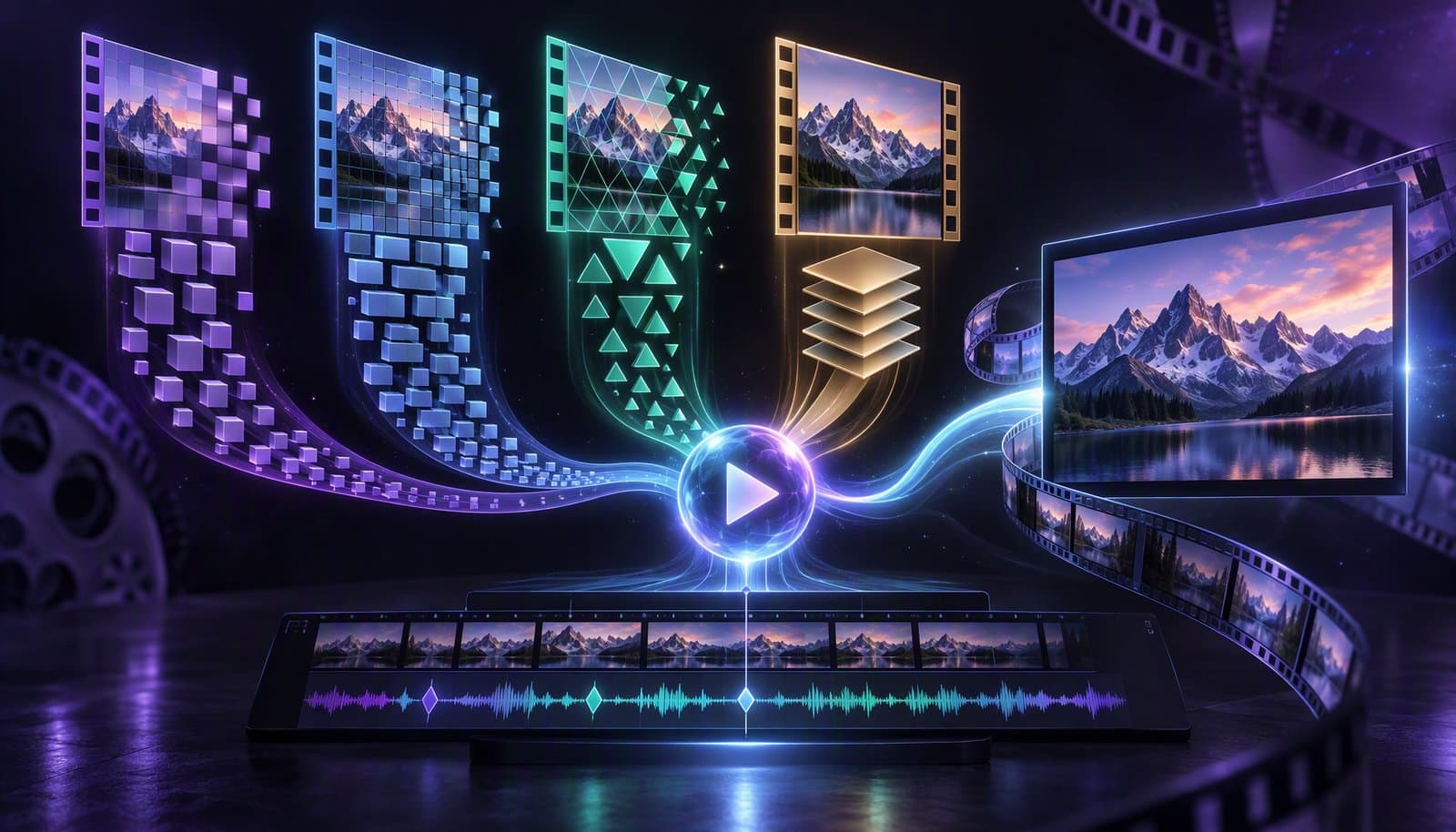 Editorial illustration for Video Codecs Explained: H.264 vs H.265 vs AV1 vs ProRes (2026)