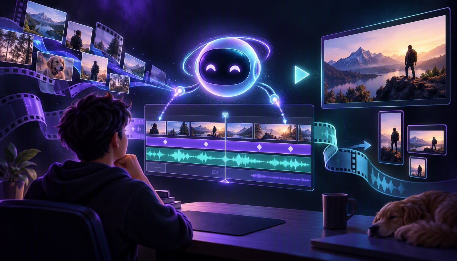 Editorial illustration for AI Video Editing: What It Is & How It Works (2026 Guide)